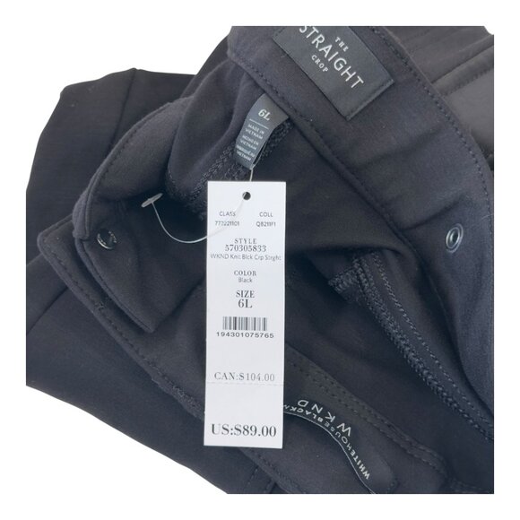 WHITE HOUSE BLACK MARKET Womens Black Satin Patchwork The Straight Crop Pants 6L - Picture 4 of 16